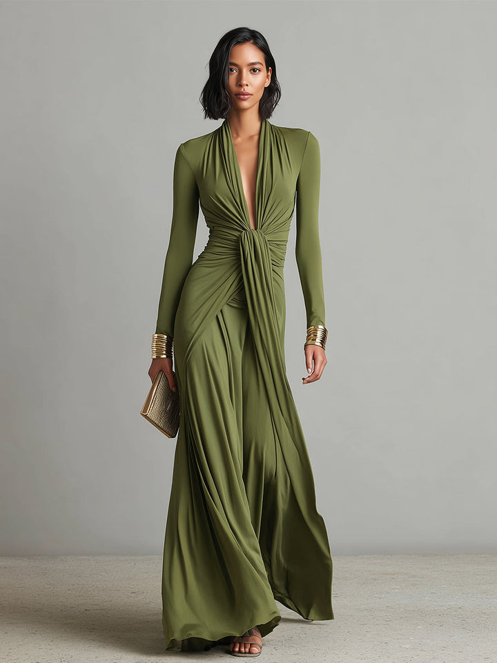 Valentina · Maxi dress with V-neck and ruffle details