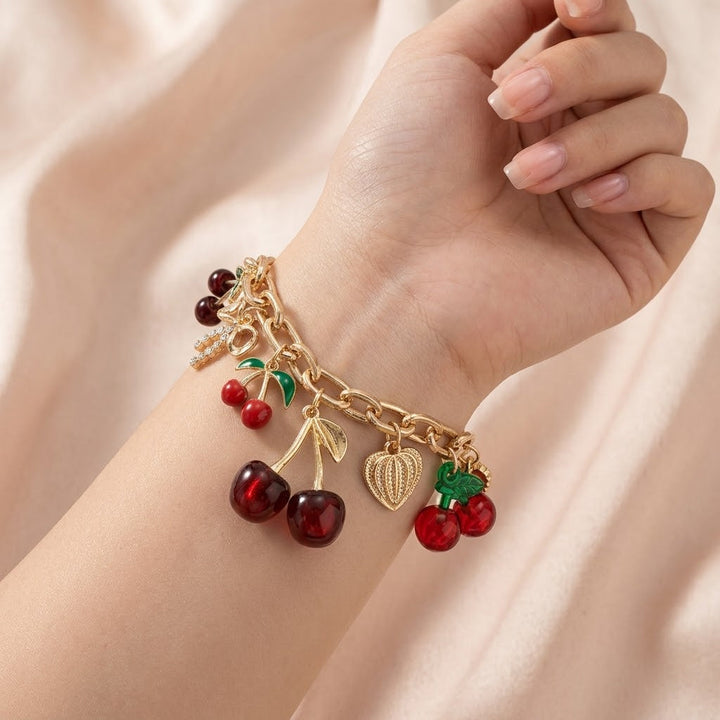 Red Cherry Charm Bracelet