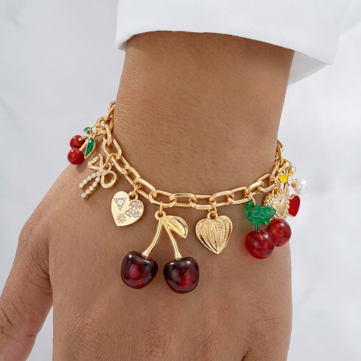 Red Cherry Charm Bracelet