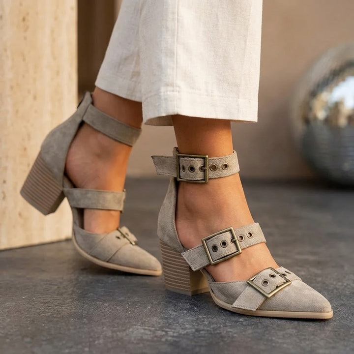 Vivienne Suede Buckle Heels