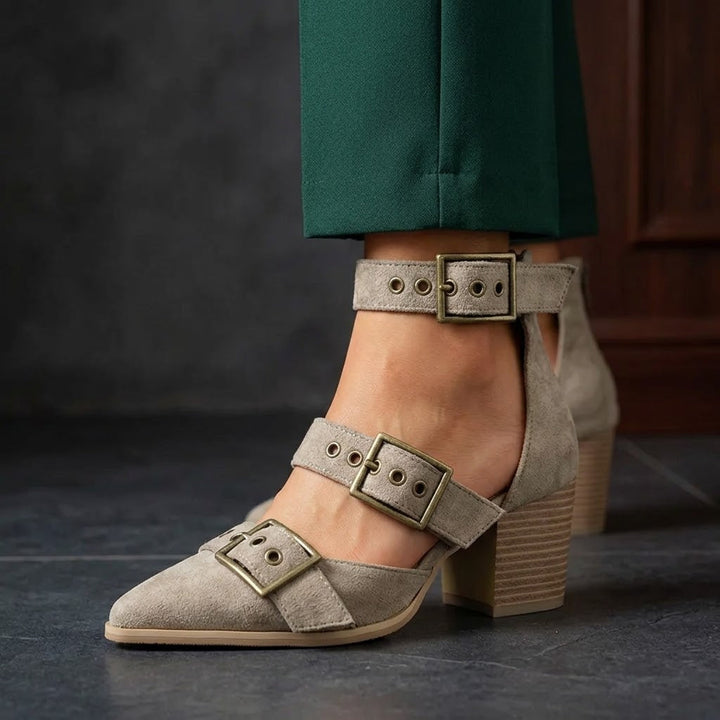 Vivienne Suede Buckle Heels