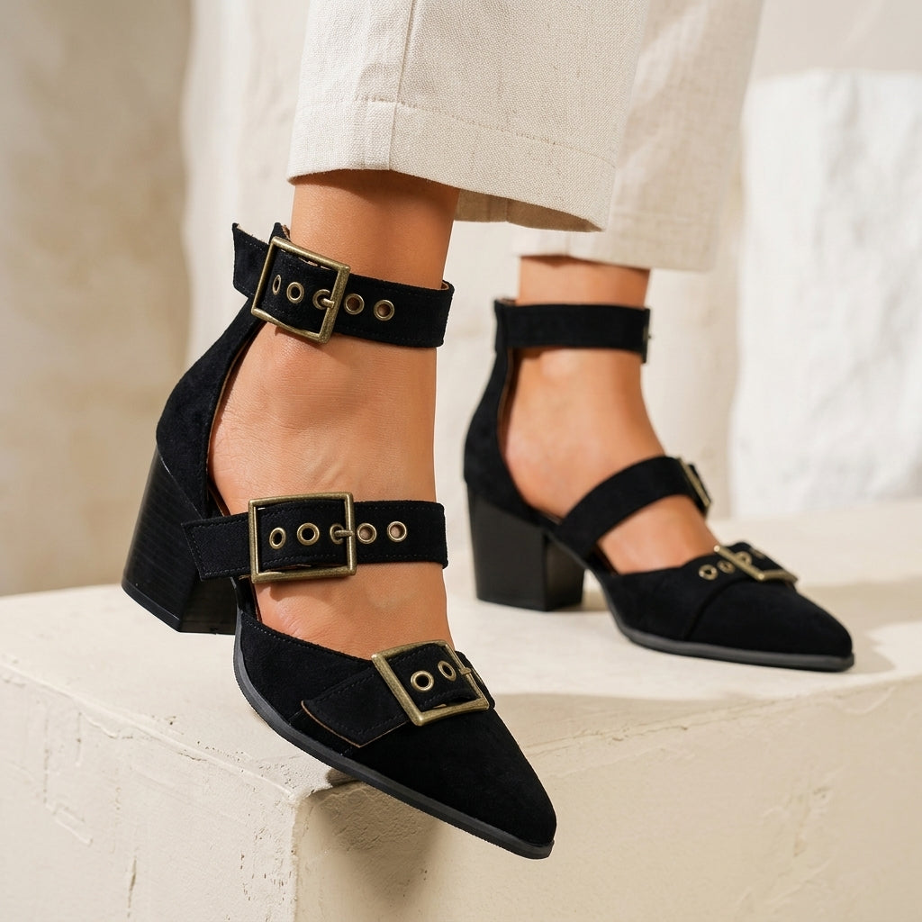 Vivienne Suede Buckle Heels