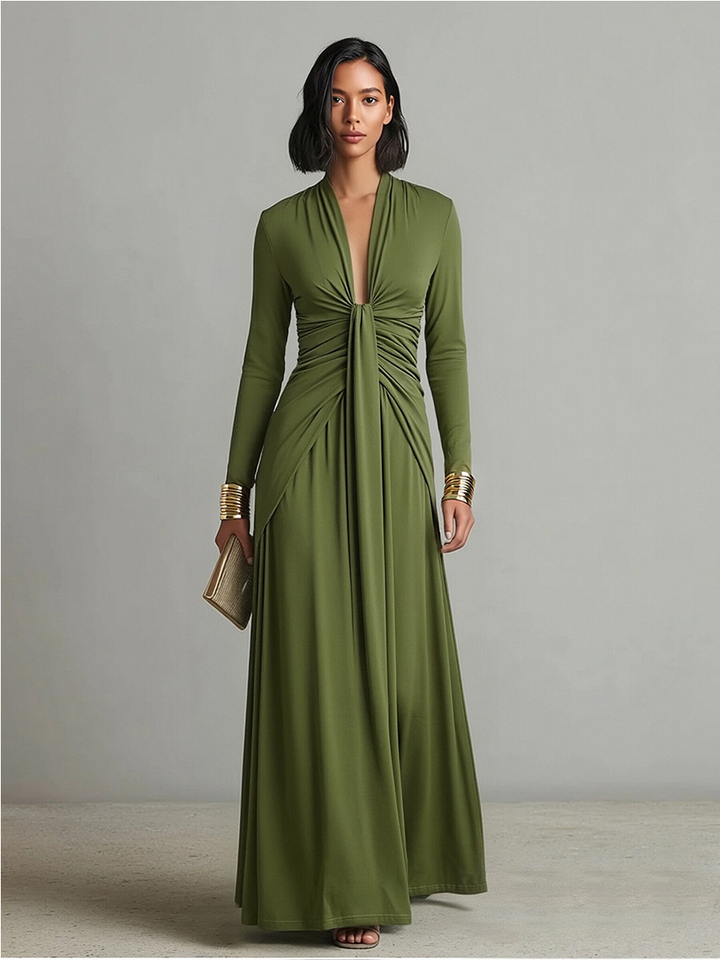 Valentina · Maxi dress with V-neck and ruffle details