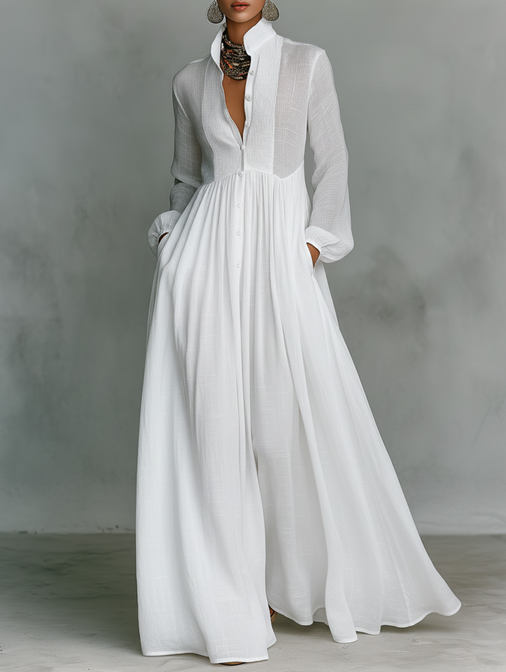 Elisa · Minimalist maxi dress with high collar