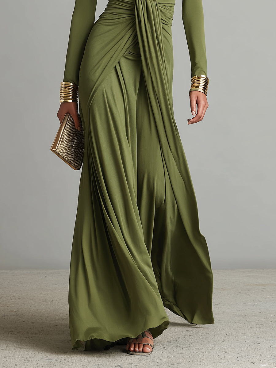 Valentina · Maxi dress with V-neck and ruffle details