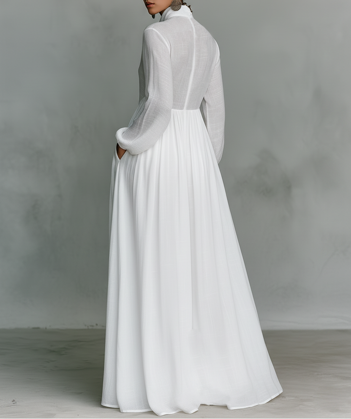 Elisa · Minimalist maxi dress with high collar