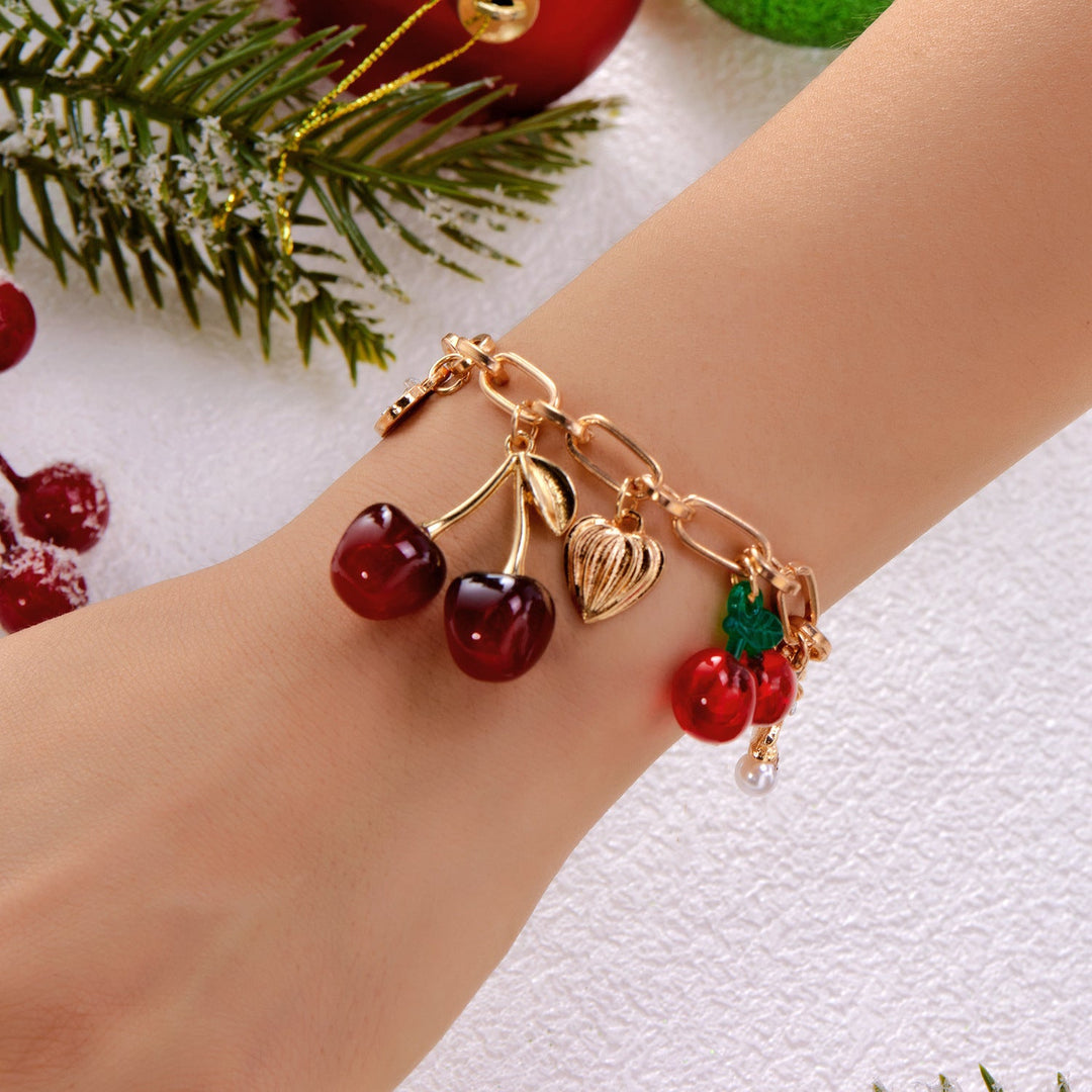 Red Cherry Charm Bracelet