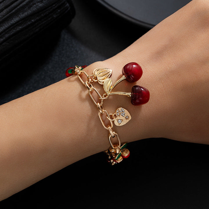 Red Cherry Charm Bracelet