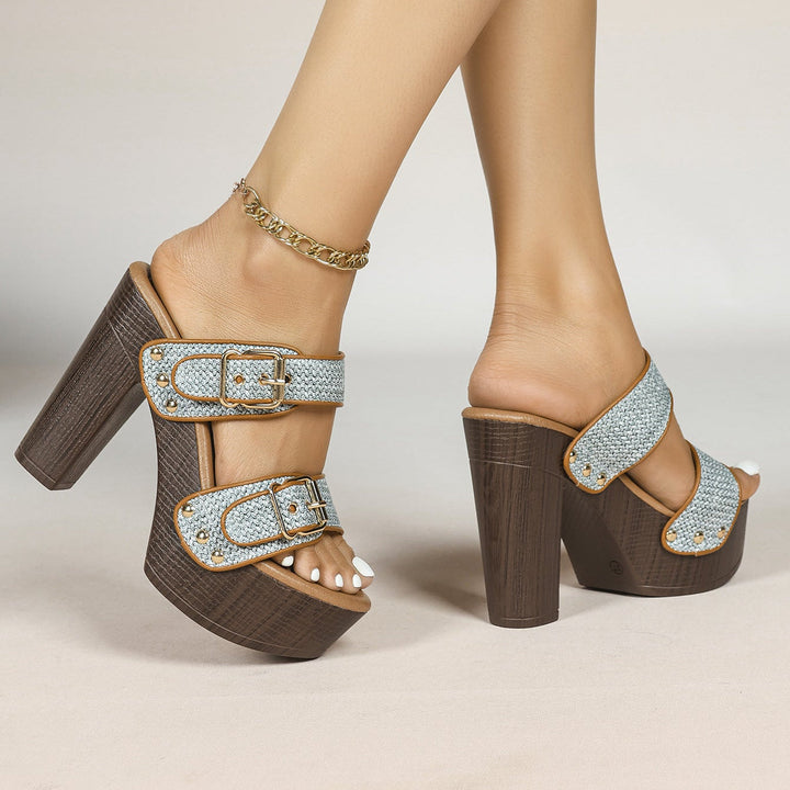 Valentina Double Buckle Heels