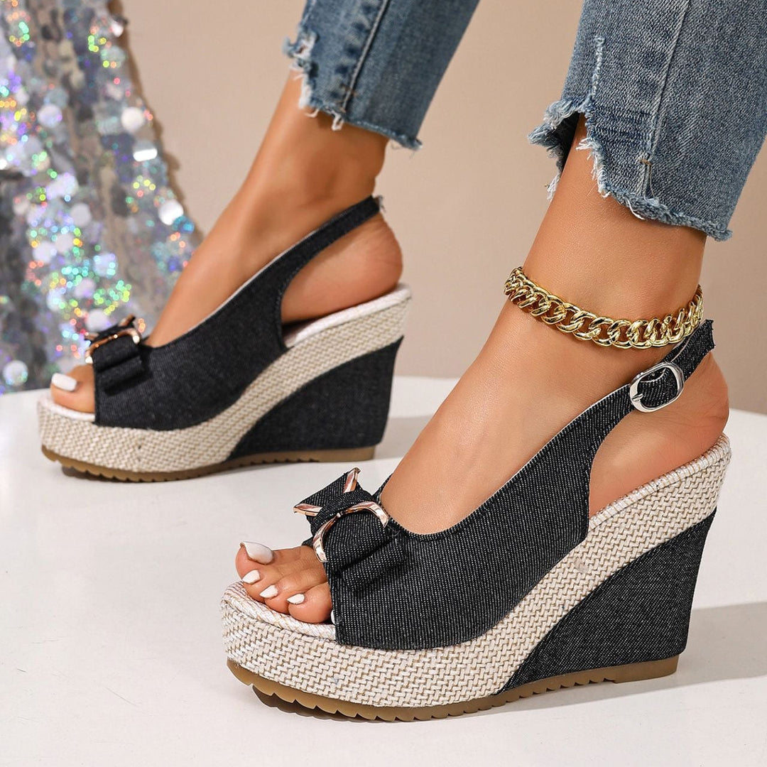 Celeste Denim Bow Wedges
