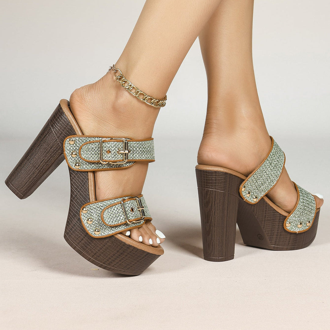 Valentina Double Buckle Heels