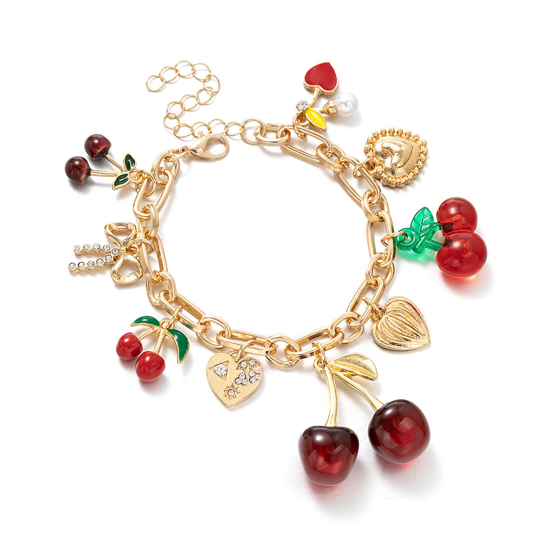 Red Cherry Charm Bracelet