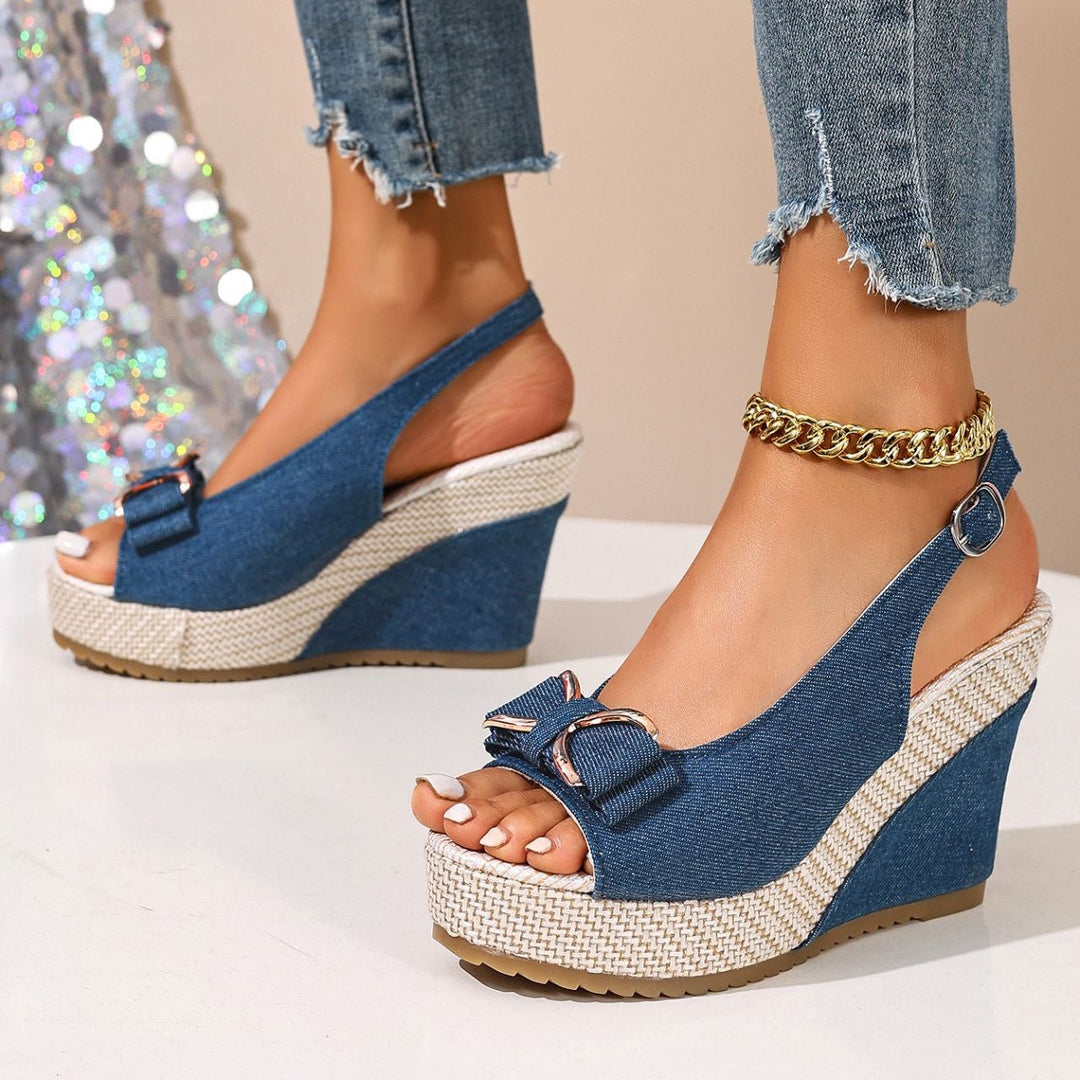 Celeste Denim Bow Wedges
