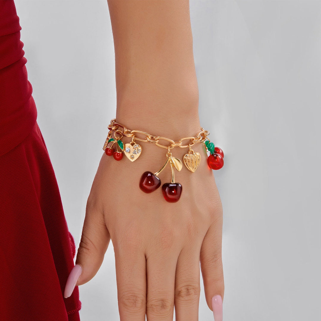 Red Cherry Charm Bracelet