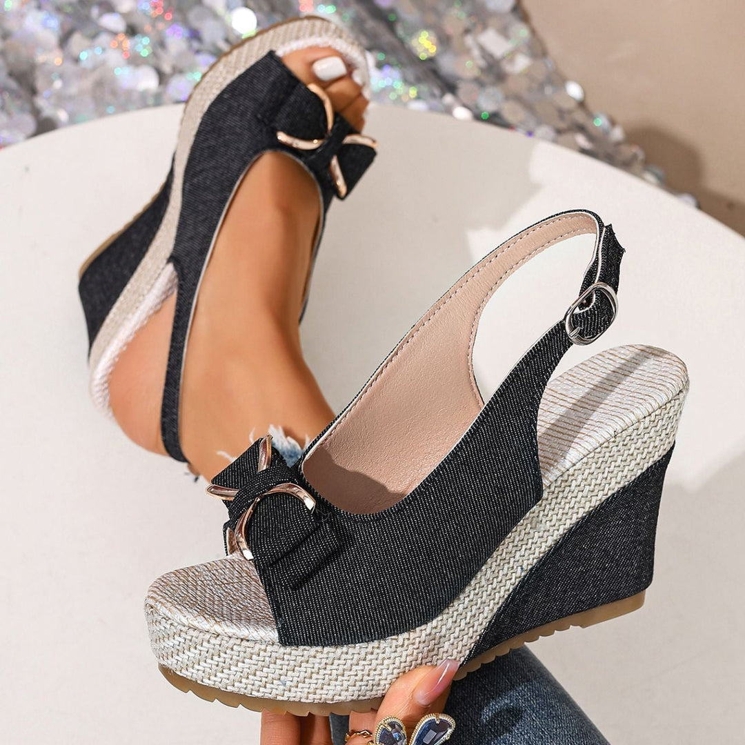 Celeste Denim Bow Wedges