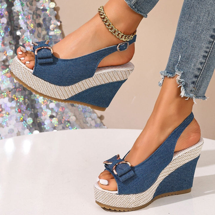Celeste Denim Bow Wedges