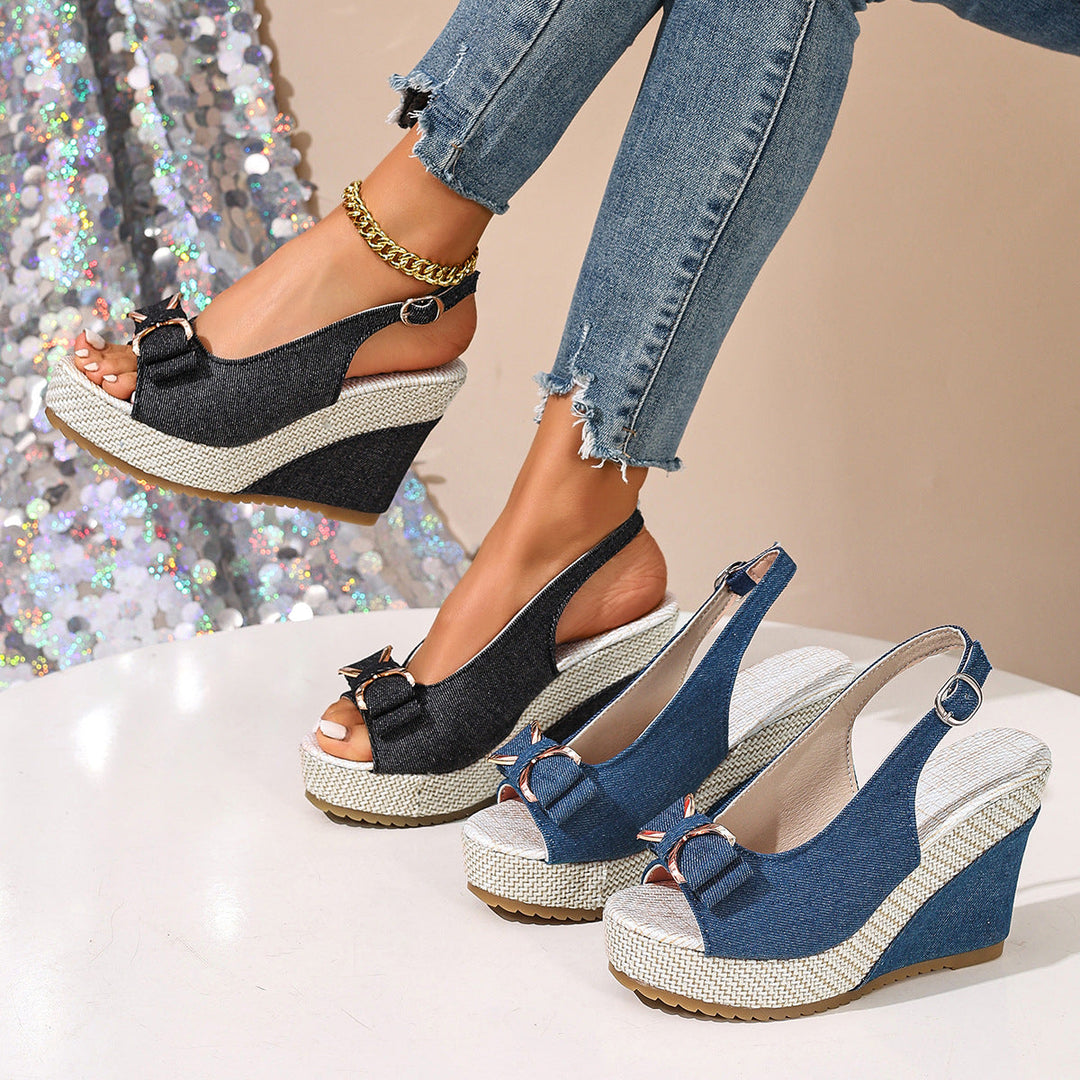Celeste Denim Bow Wedges