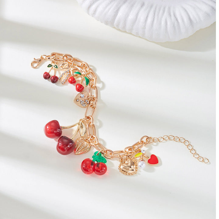 Red Cherry Charm Bracelet