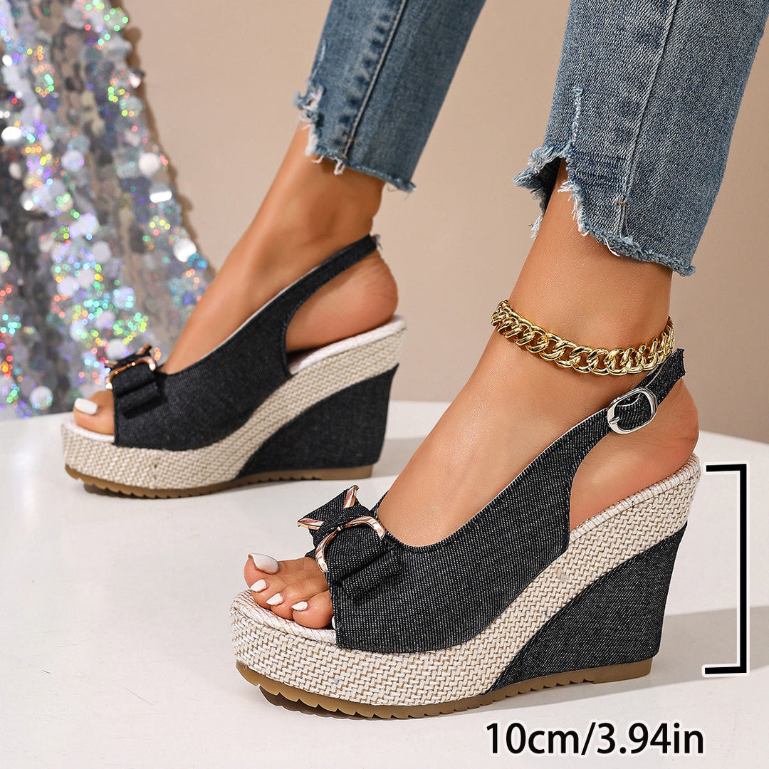 Celeste Denim Bow Wedges