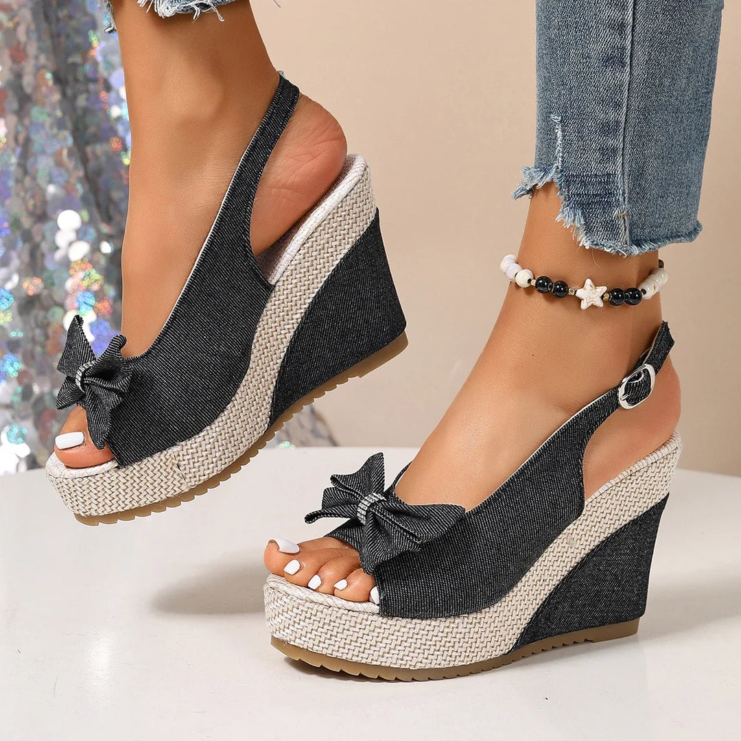 Anna Denim Wedge Sandals