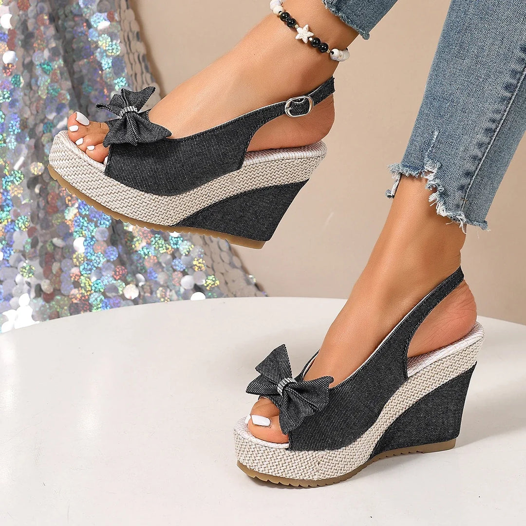 Anna Denim Wedge Sandals