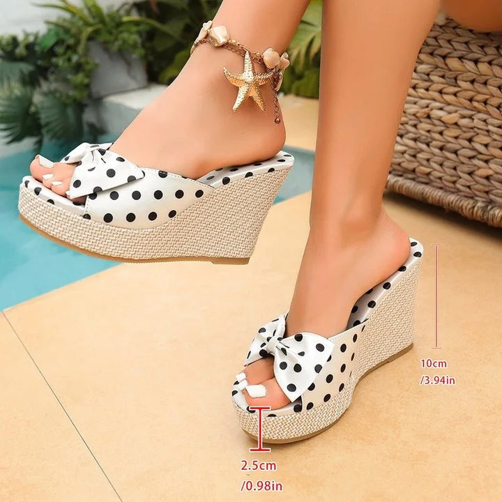 Elara Polka Dot Wedge Sandals