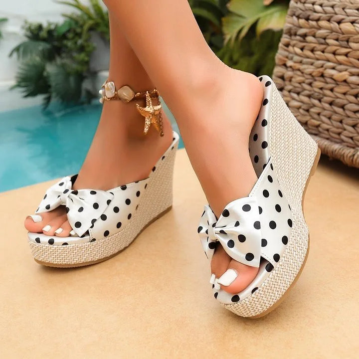 Elara Polka Dot Wedge Sandals