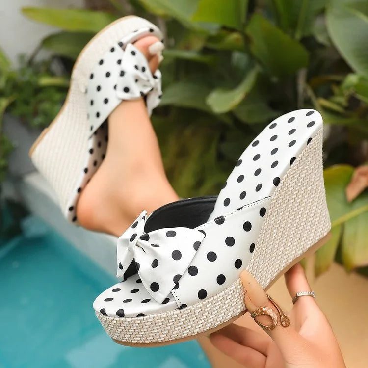 Elara Polka Dot Wedge Sandals