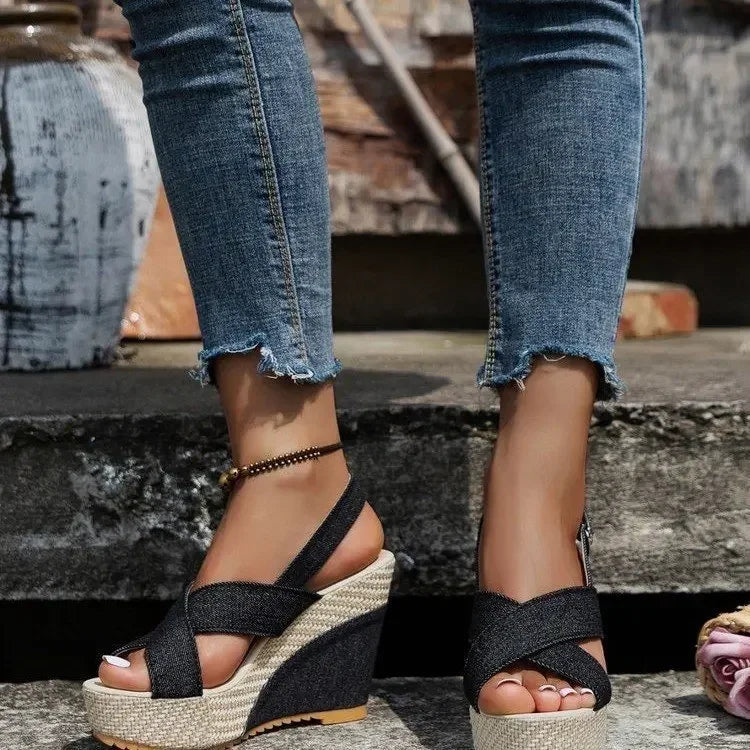 Maya Denim Platform Sandals