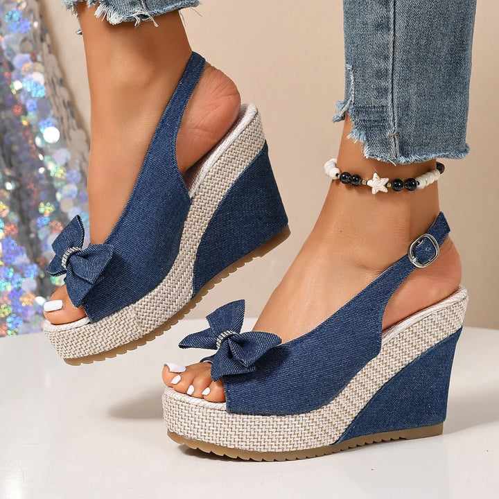 Anna Denim Wedge Sandals