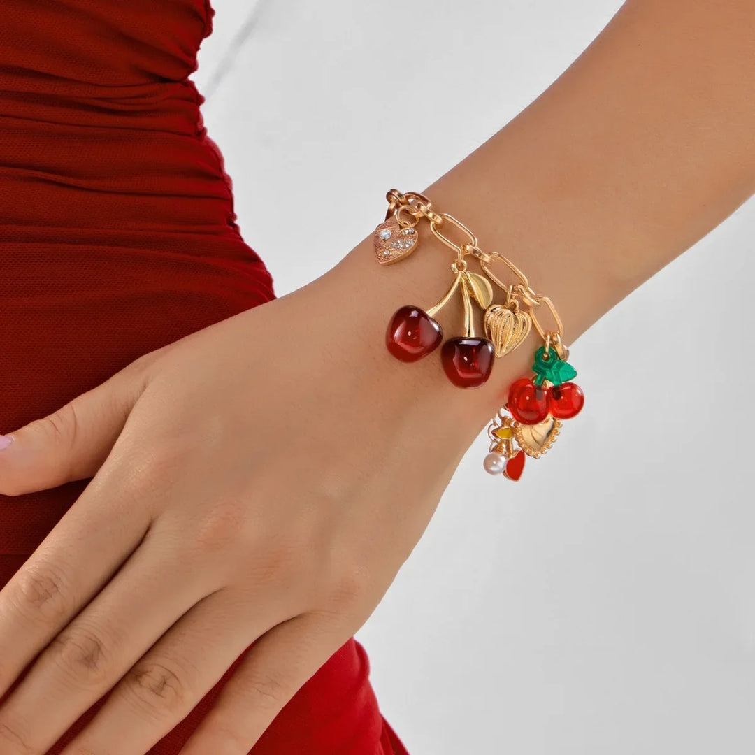 Red Cherry Charm Bracelet