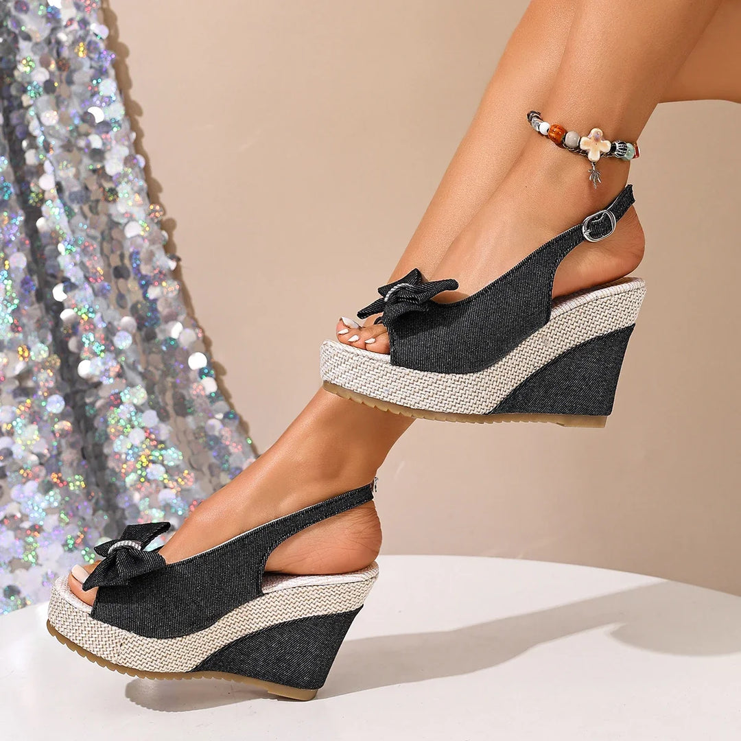 Anna Denim Wedge Sandals
