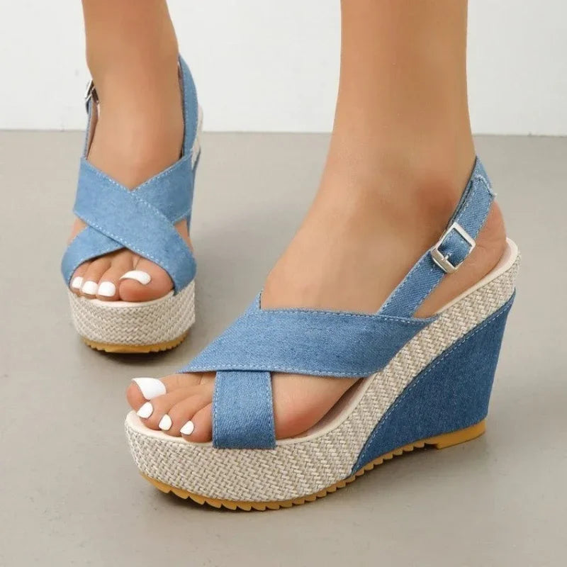 Maya Denim Platform Sandals