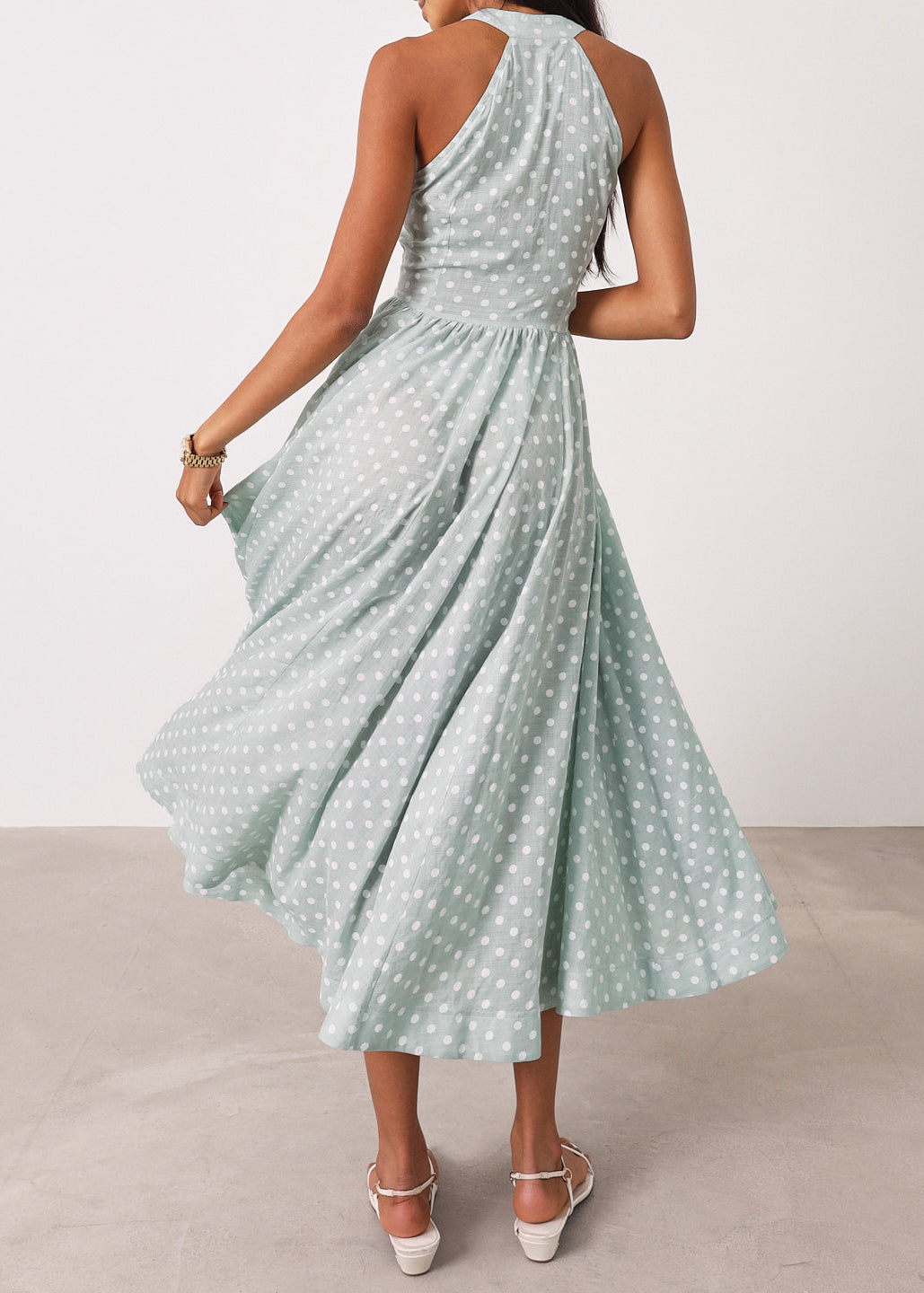 Serena Polka Icon Timeless Dress | Pistachio/White