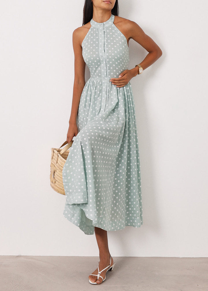 Serena Polka Icon Timeless Dress | Pistachio/White