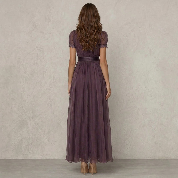 Flavia | Long Lace Neck Dress