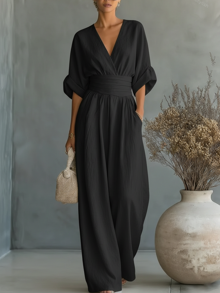 Elegant V-Neck High-Waisted Jumpsuit • S1