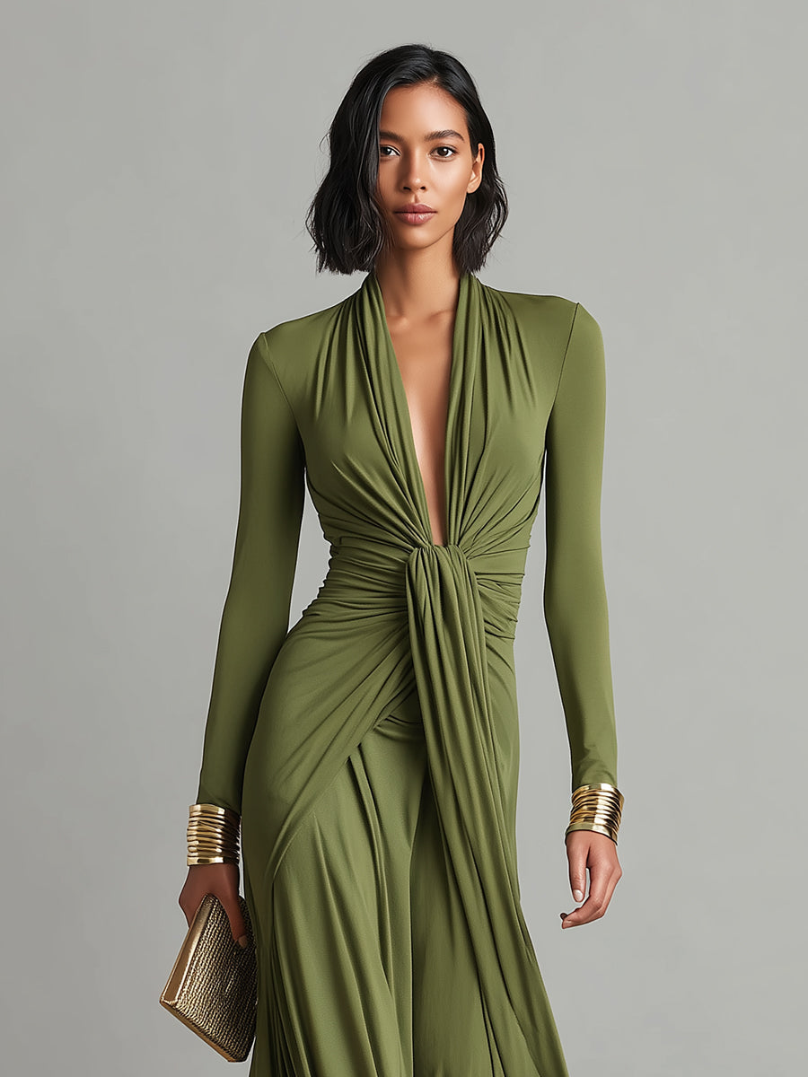 Valentina · Maxi dress with V-neck and ruffle details