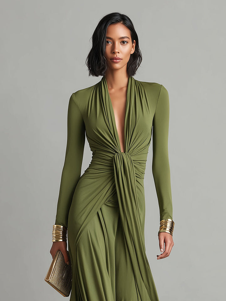 Valentina · Maxi dress with V-neck and ruffle details