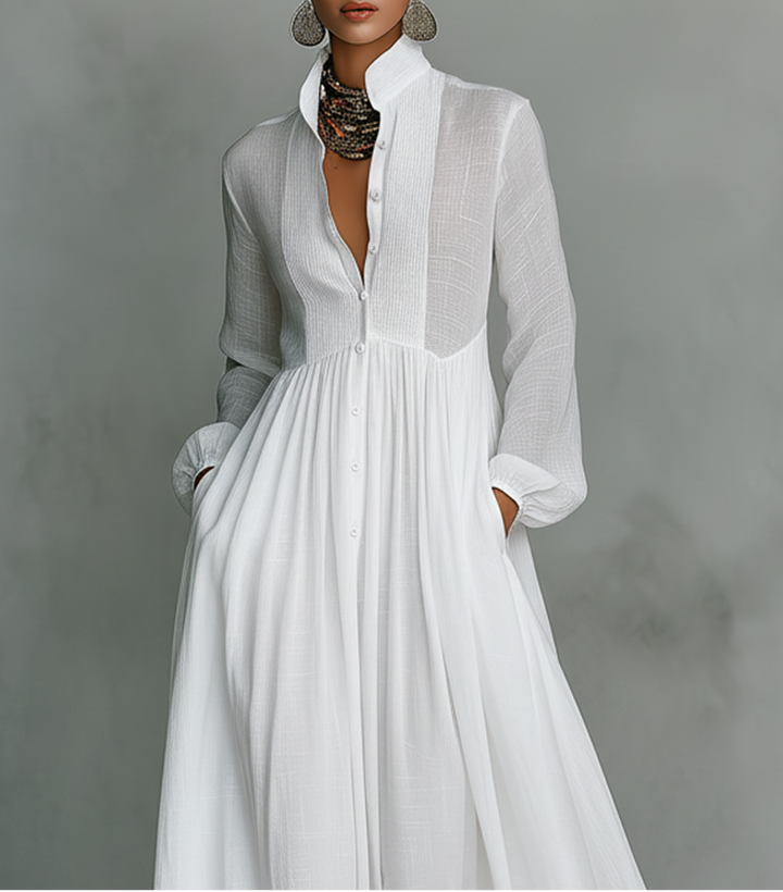 Elisa · Minimalist maxi dress with high collar