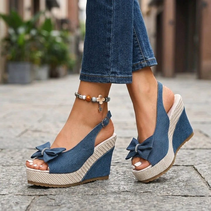 Anna Denim Wedge Sandals