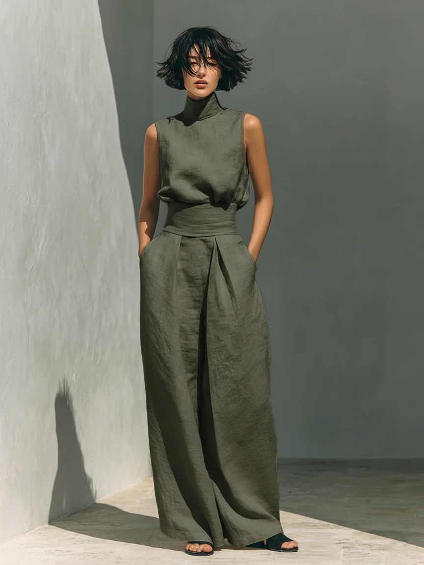 Nuria | Minimalist Sleeveless Top Set • S1