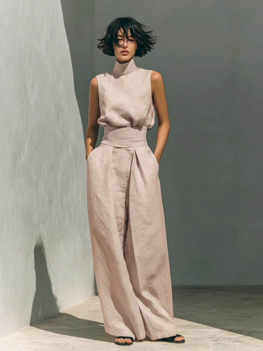 Nuria | Minimalist Sleeveless Top Set • S1